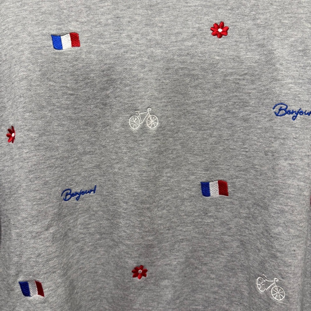 Talbots Gray Sweatshirt with Red, White & Blue Embroidery French - Picture 2 of 4